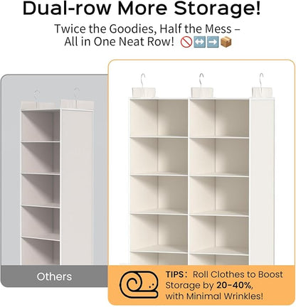 Dual-Row Hanging Closet Organizer – Foldable Clothes Storage Shelves - Image 3