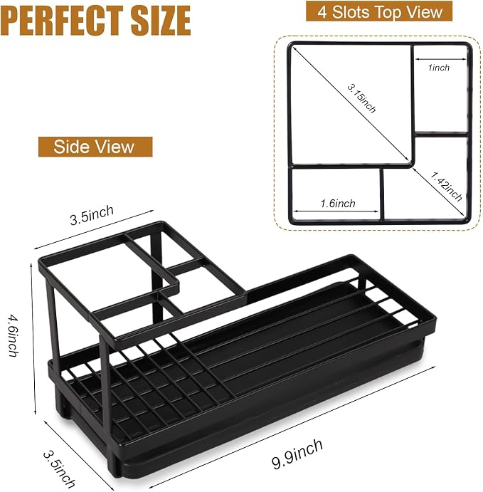 Toothbrush Holders Toothpaste Organizer Bathroom Accessories, Matte Black | - Image 7