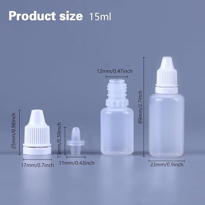 12PCS 15ML White Plastic Empty Squeezable Dropper Bottles Portable Eye Liquid - Image 2