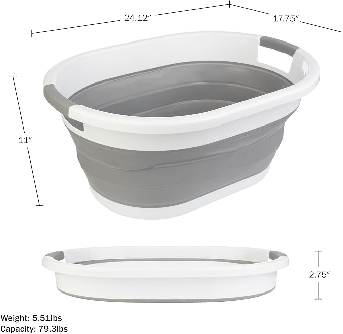 Collapsible Laundry Basket - 39L Portable Sink - Multipurpose Plastic Bin - Image 6
