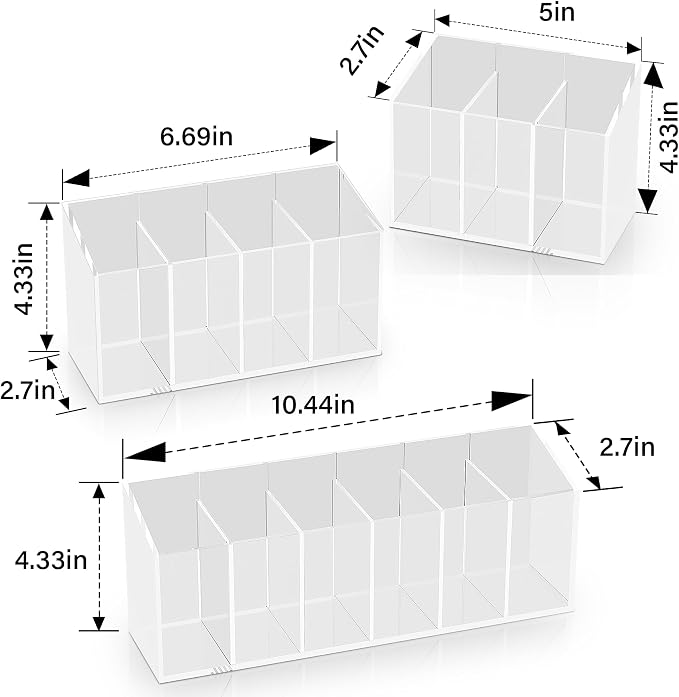 Acrylic 6-Compartment Makeup Organizer 2PCS, Transparent Plastic Makeup Brush - Image 5
