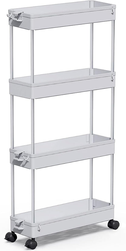 SPACEKEEPER Slim Rolling Storage Cart 4 Tier Bathroom Organizer Mobile Shelving by SPACEKEEPER