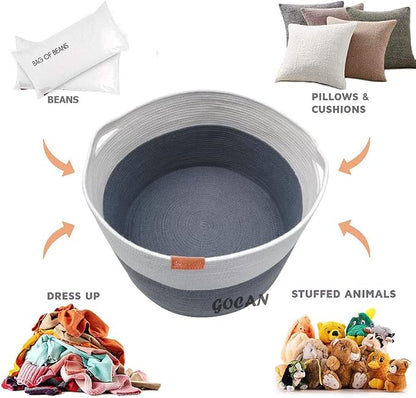 Extra Large Laundry Basket toy storage 22"X22"X14" blanket basket Cotton Rope - Image 7