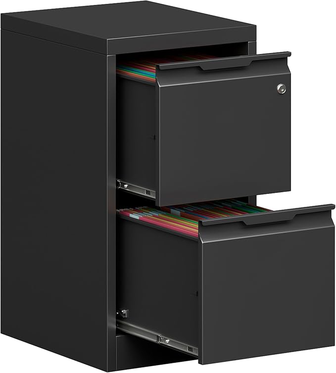 Metal Filing Cabinet With Lock, Vertical 2 Drawer Cabinet by Kooyon