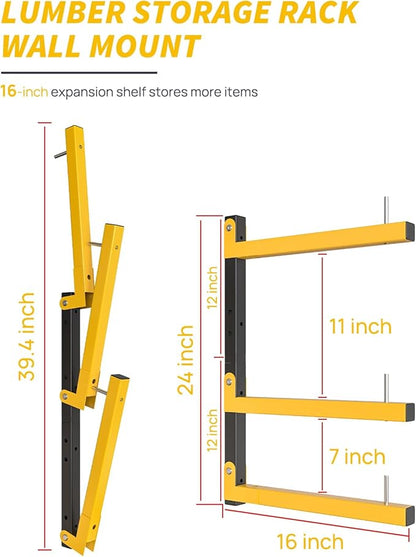 Lumber Rack Wall Mount Storage Racks Folding Wood Organizer Heavy Duty Shelf - Image 2