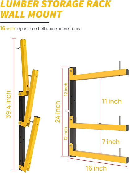 Lumber Rack Wall Mount Storage Racks Folding Wood Organizer Heavy Duty Shelf - Image 2