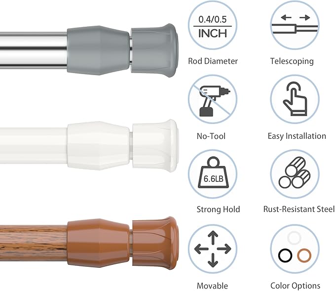AIZESI Spring Tension Curtain Rod Short Tension Rod - Image 2