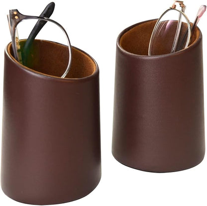 2 Pack Eyeglasses Holder PU Leather Glasses Stand Case Holder by Bleiou