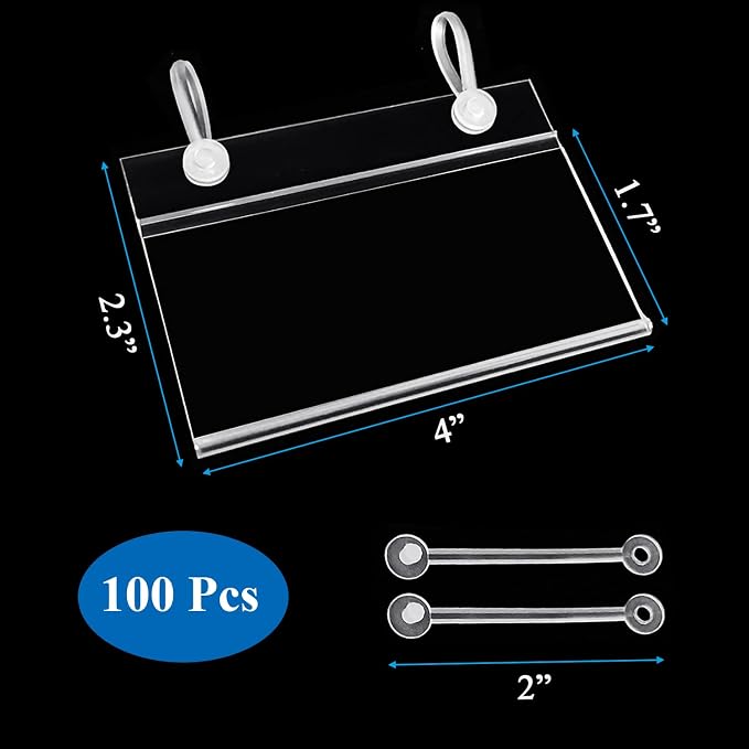 Elsjoy 100 Pack Plastic Wire Shelf Label Holders, Reusable Basket Label Holders - Image 2