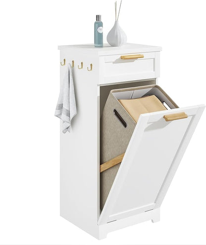 VECELO Tilt Out Laundry Hamper, 1 Drawer and 4 Side Hooks by VECELO