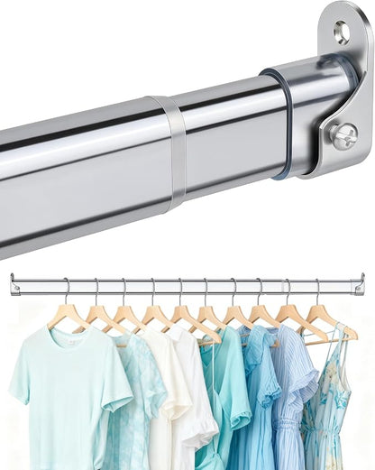 Premium Chrome Oval Closet Rod for Hanging Clothes 30 to 54.5 Inch, Includes by FENKOA