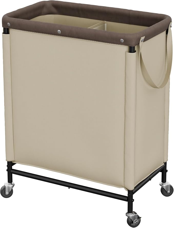 StorageWorks Laundry Hamper 2 Section, 100L Rolling Laundry Sorter Cart by StorageWorks