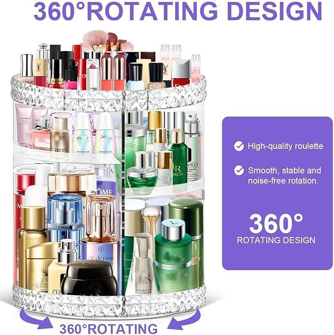 TiKenSo 360 Rotating Makeup Organizer, Cosmetics Organizer Makeup Spinning - Image 4