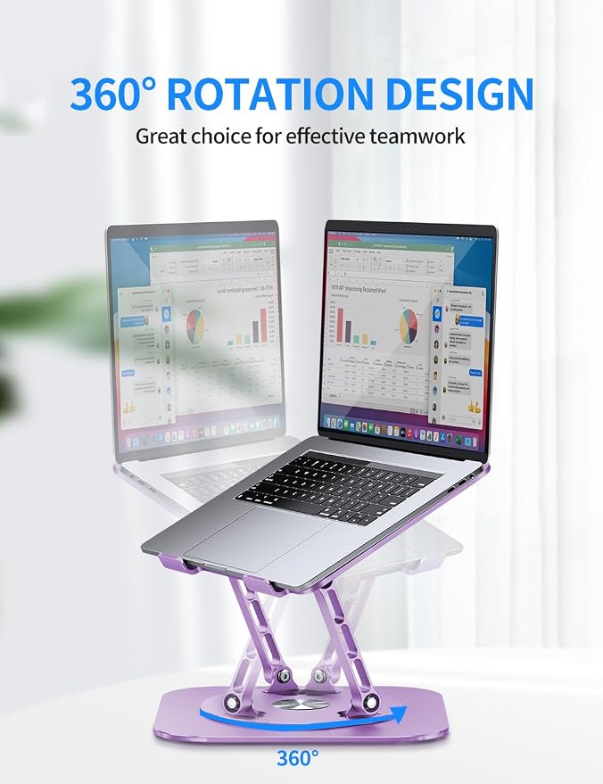 Adjustable Laptop Stand with 360 Rotating Base, Computer Ergonimic Foldable - Image 2