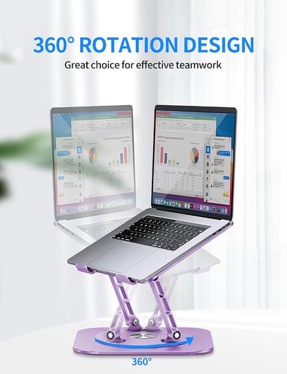 Adjustable Laptop Stand with 360 Rotating Base, Computer Ergonimic Foldable - Image 2