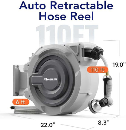 Retractable Garden Hose Reel 1/2"x 110ft, UV Resistant Hose Reels - Image 9