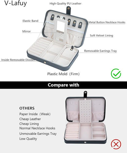 Travel Jewelry Box for Women Travel Jewelry Box Organizer, 2 Tier Portable - Image 3