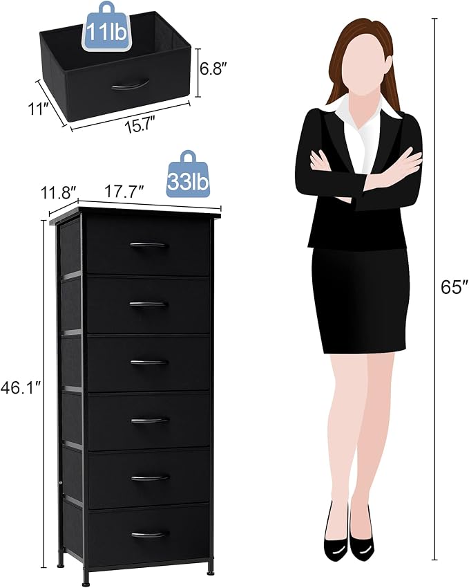 Tall 6-Drawer Fabric Dresser Tower - Image 3