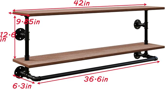 Clothes Rack 42in, 2 Tier Wall Mounted Garment Rack - Image 7