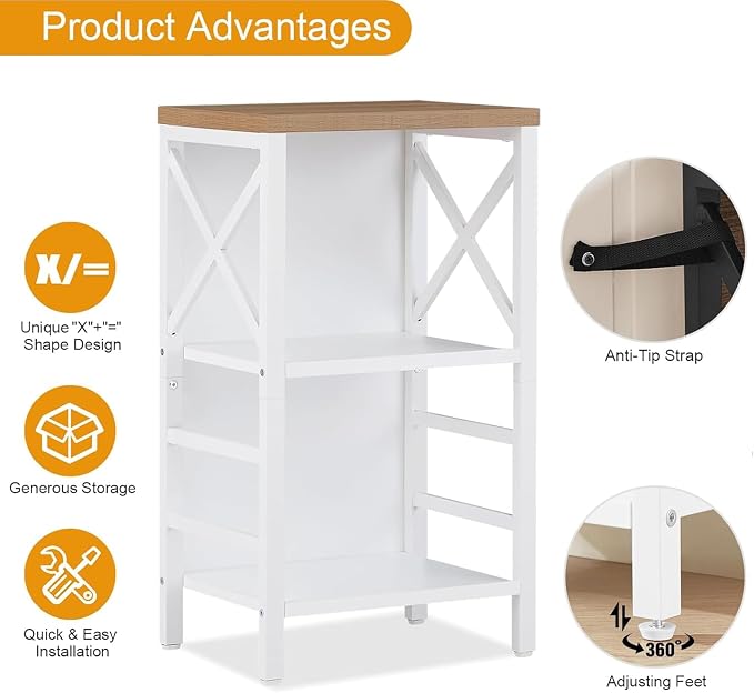 Small Bookshelf, 3 Tier Industrial Bookcase - Image 8