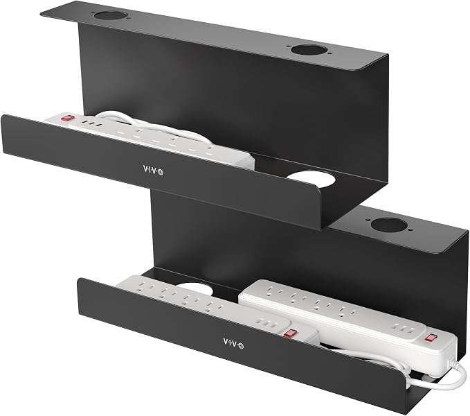 VIVO Under Desk 17 inch Extra Deep Cable Management Trays, Power Strip Holders by VIVO