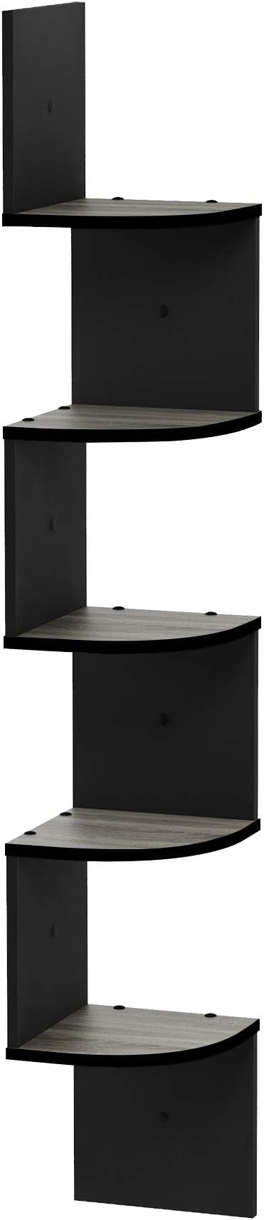 Furinno Rossi Wall Mount Floating Corner Shelf, 5-Tier Radial, French Oak - Image 6