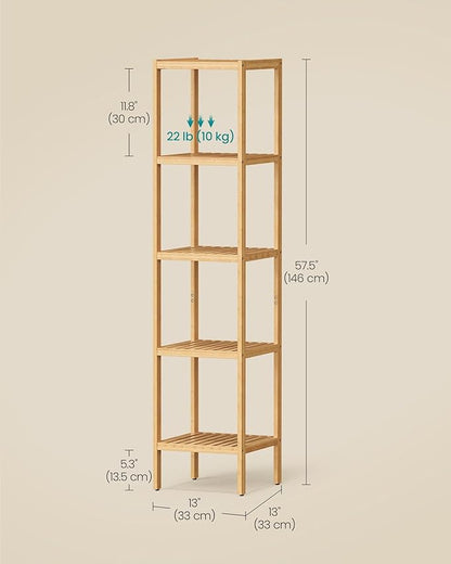SONGMICS Bamboo Storage Shelf, 5-Tier Shelving Unit, in the Entryway, Living - Image 3