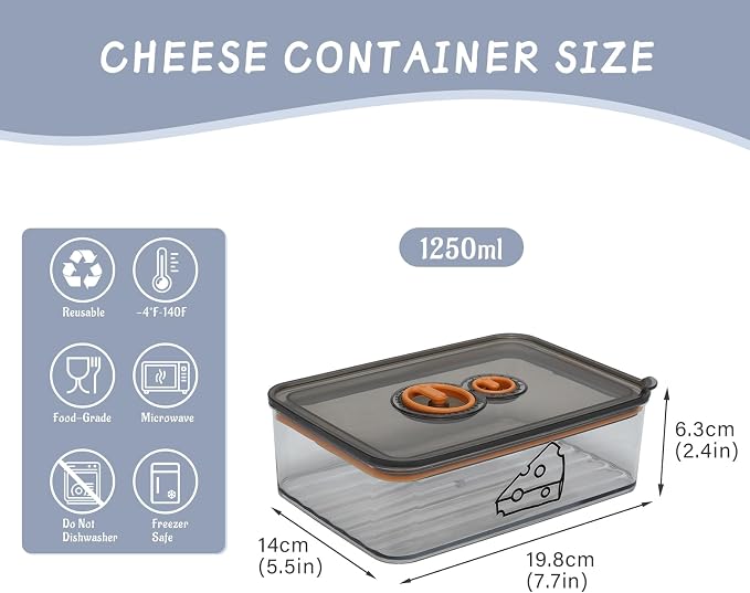 Cheese Container for Refrigerator, Cream Cheeses Storage Box, Cheese Keeper - Image 7