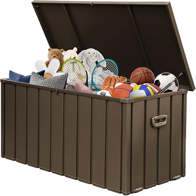 Domi 120 Gallon Metal Deck Box Waterproof, Outdoor Storage Box by domioutdoorliving