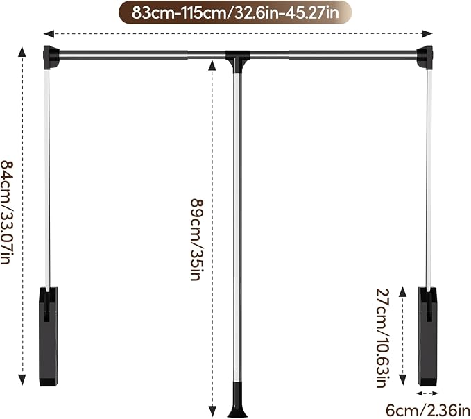 Pull Down Closet Rod, 33 lbs Load Capacity Stainless Steel Clothes Hanging Rod - Image 5