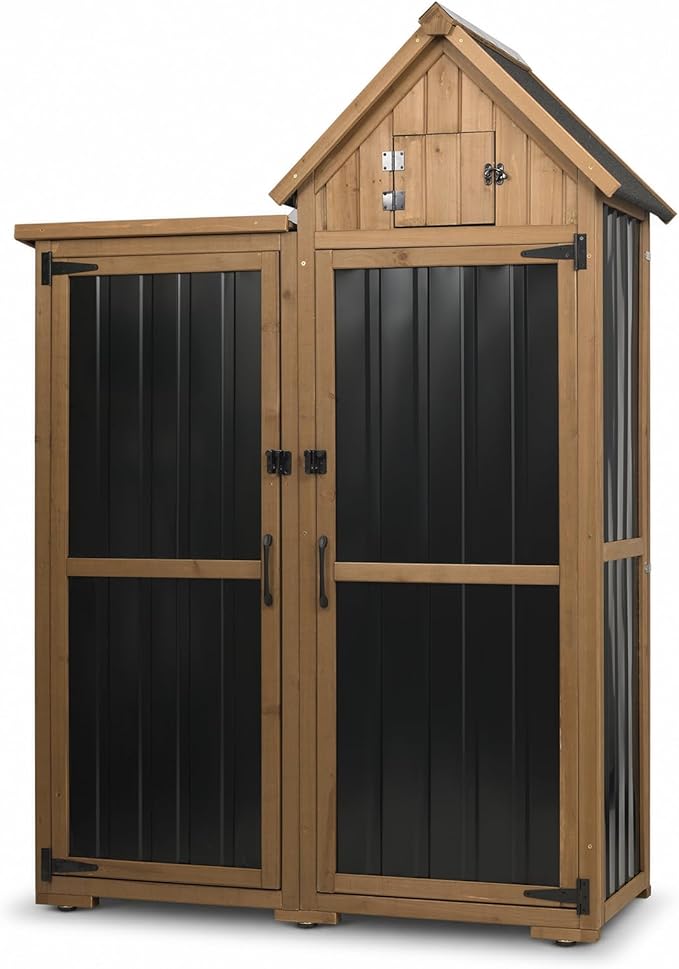 Ketive Outdoor Storage Cabinet, Metal Panels, Top Storage Compartment, Asphalt by Ketive