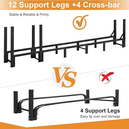 8ft Large Firewood Rack Outdoor, Heavy Duty Metal Wood Rack - Image 6