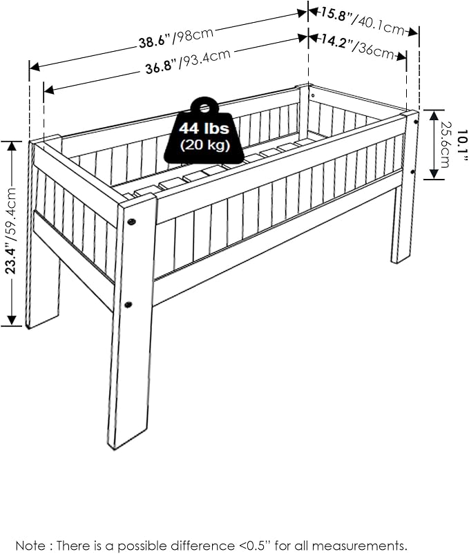 Furinno TIOMAN Planter Box, Outdoor Elevated Standing Planter Box, Raised - Image 3