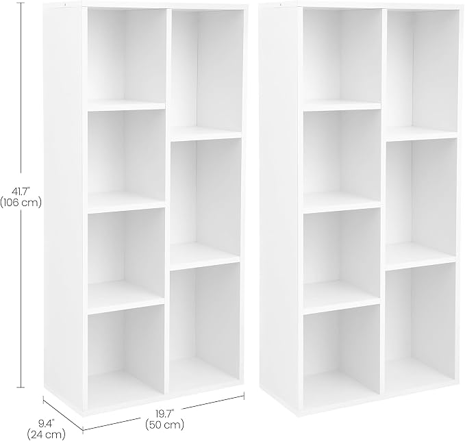 VASAGLE Set of 2 Bookcases, Bookshelves, 7 Compartments, Freestanding Shelves - Image 3
