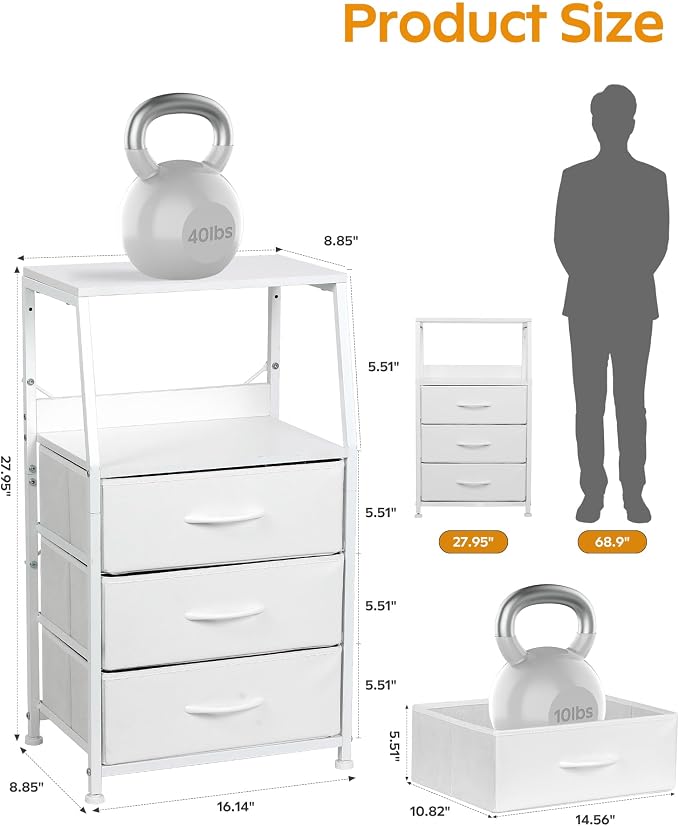 Dresser for Bedroom, Fabric Nightstand Tall Dresser & Chests of Drawers - Image 3