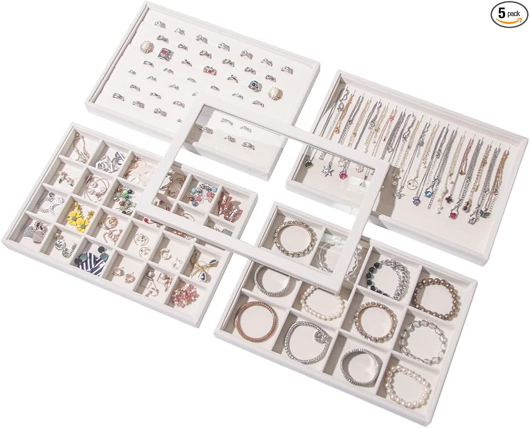 Coward Set of 5 Stackable Jewelry Organizer Tray Necklace Earring Box Storage by FocusOnJewelryDisplay15yrs