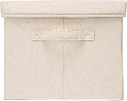 Foldable Storage Bins with Lids Cotton Canvas Rectangular Storage Box Ideal - Image 4