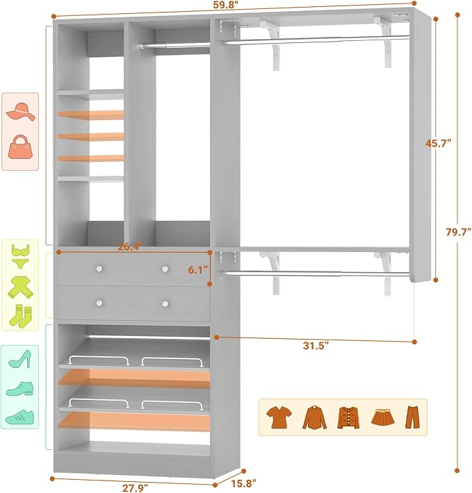 Besiost Closet System - 5FT Small Closet System - Image 6