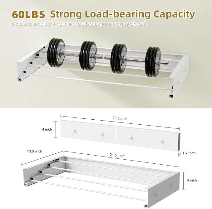 Wall Mounted Drying Rack for Laundry 23.6'', Foldable Laundry Drying Rack - Image 6