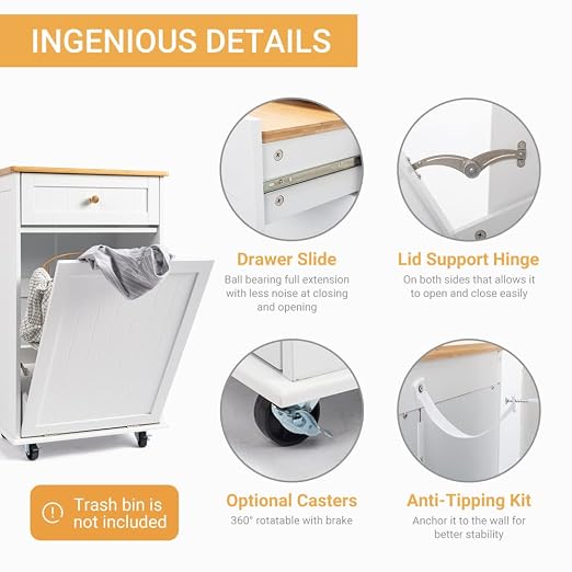 VINGLI Tilt Out Trash Cabinet, Garbage Can Cabinet - Image 3
