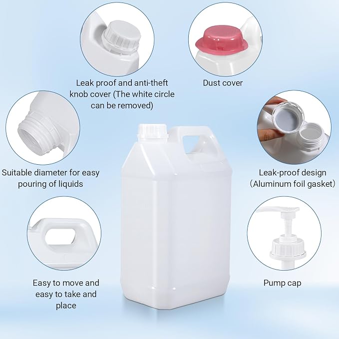2 Pack 2.5 Gal Plastic F-Style Jug Reusable Food-Safe, Heavy-Duty HDPE - Image 2