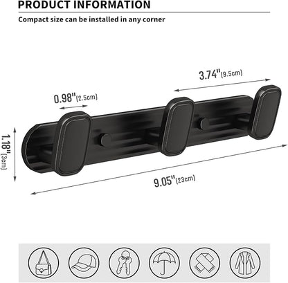 Coat Rack Wall Mount Black, 3 Hooks Rack Metal Coat Hanger Wall - Image 5