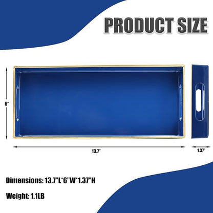 Blue Bathroom Vanity Tray for Countertop, Small Plastic Toilet Tank Versatile - Image 5