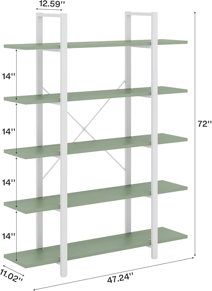 Tribesigns 5-Tier Bookshelf, Vintage Industrial Style Bookcase 72 H x 12 W x - Image 2