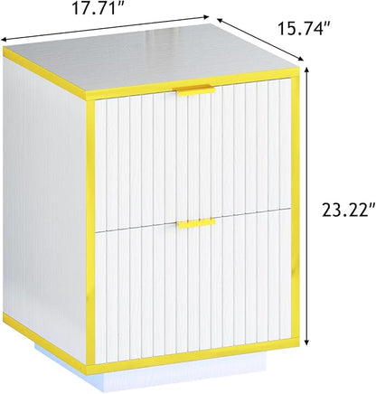 White Nightstand, Fluted End Table - Image 2