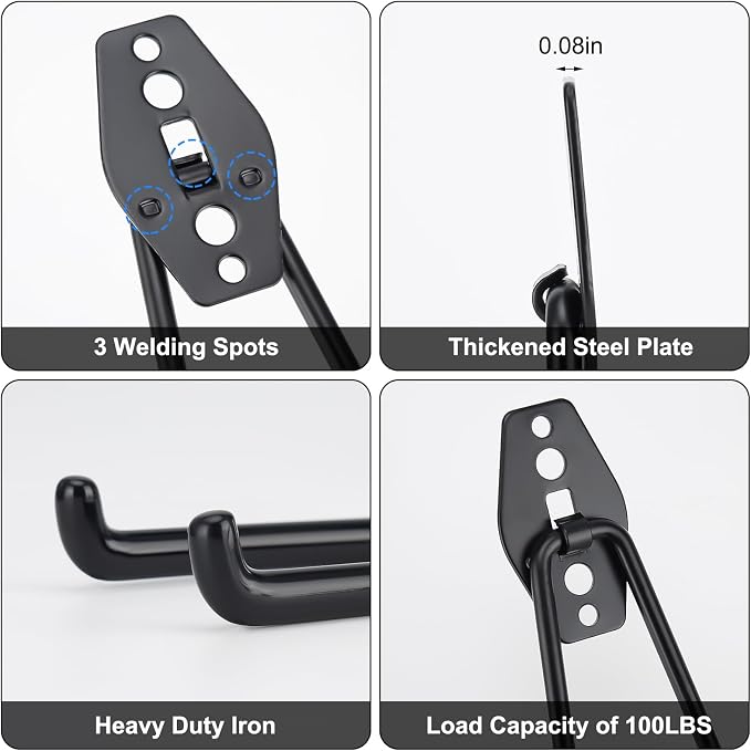 32 Pack Garage Hooks Heavy Duty, Utility Steel Garage Storage Hooks, Wall Mount - Image 2