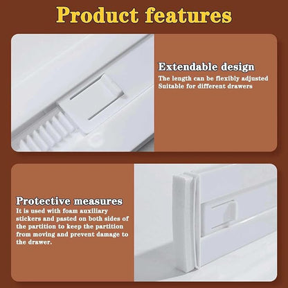 12 Pcs Drawer Dividers for Clothes, 3.15" High 11.34"-19.69" Adjustable - Image 3