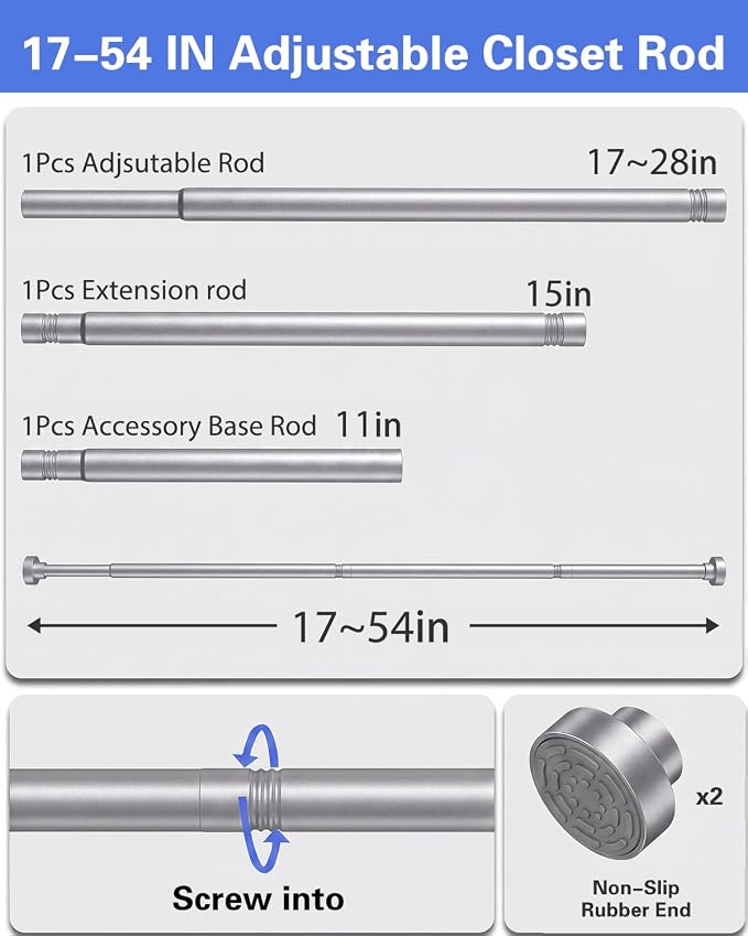 Closet Rod, No Drill Tension Closet Rod - Image 8