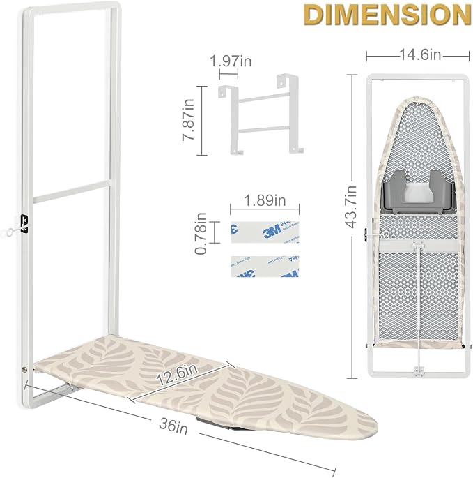 KINGBOARD Over Door Ironing Board, Hanging Ironing Board - Image 2