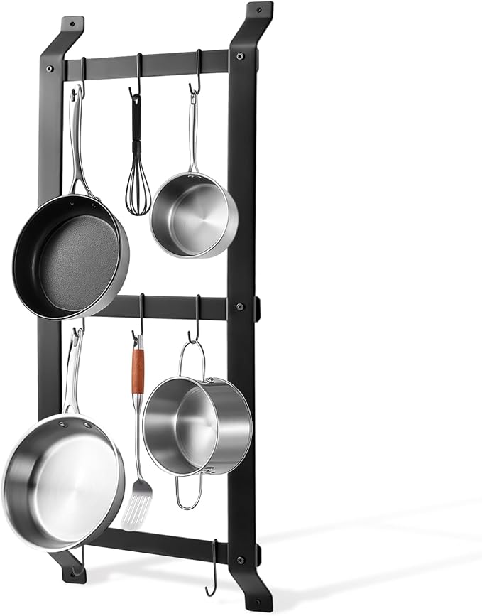 MorningRo 37” Pot and Pan Hanging Rack Wall Mounted, 3 Tier Iron Vertical by Unknown
